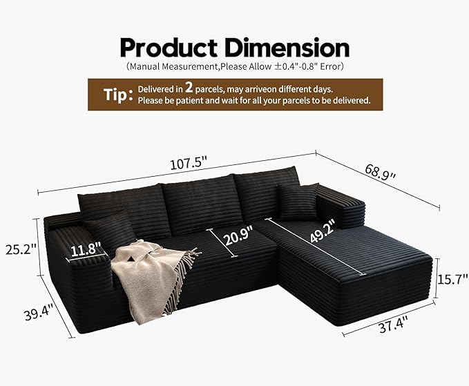 107.5" Cloud Modular Sectional Sofa Couch - Image 2