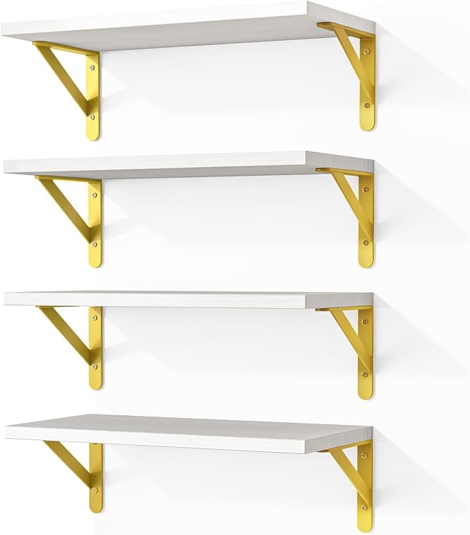 Fixwal White Shelves, Wood Wall Floating Mounted Shelves by Fixwal