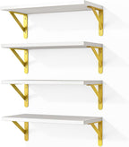 Fixwal White Shelves, Wood Wall Floating Mounted Shelves by Fixwal