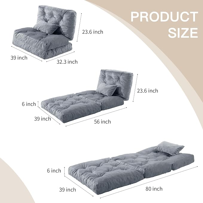 Folding Sofa Bed, Convertible Sleeper Chair - Image 2