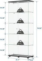 APRILSOUL Glass Display Cabinet 5-Shelf - Image 2
