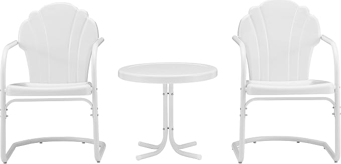 Crosley Furniture Tulip 3-Piece Outdoor Chair and Side Table Set, Retro Metal - Image 2