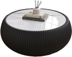 27.55" Round Marble Coffee Table, Modern Fluted Coffee Table - Image 7