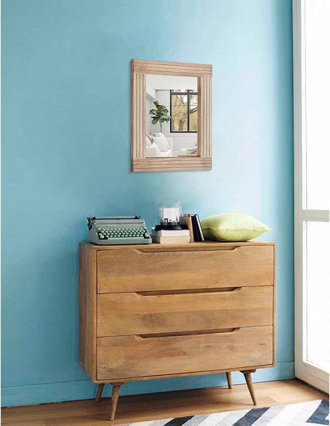 Mirrors for Wall Rustic Wooden Frame Rectangle Mirror Vintage Hanging Mirror - Image 4