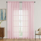 Blush Pink Bedroom Curtains 2 Panel Sets 90 Inch Length, 59 Inch Extra Wide by OVZME