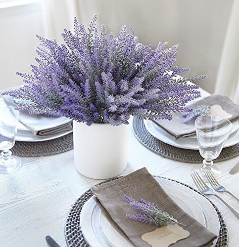 CATTREE Artificial Lavender for Decoration, Fake Flowers Flocked Plants Plastic Faux Flower Bundles Outdoor Indoor Wedding Bouquet Kitchen Table Centerpieces Arrangements DIY Decor - Purple 5 Pack - Image 4