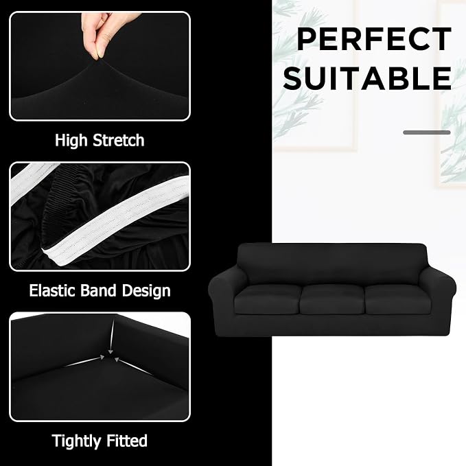 HunnmingRe Sofa Covers for 3 Cushion Couch Stretch Sofa and Loveseat Covers Set - Image 3