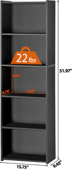 5 Tier Open Bookshelf, 52 Inch Bookcase Storage Rack - Image 3