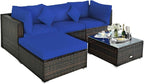 Tangkula 5 Pieces Patio Rattan Furniture Set, Outdoor Sectional Rattan Sofa Set - Image 8