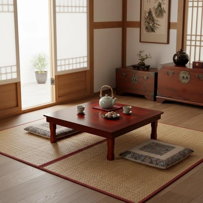 DAMEDAI Square 80X80cm Korean Floor Table Folding Legs Luxury Antique Home by Unknown