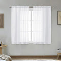 White Sheer Curtains 45 Inch Long 2 Panels, Rod Pocket Voile Drapes by OVZME