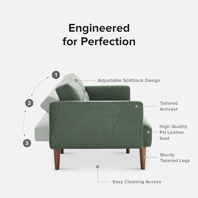 mopio 76.4" Futon Sofa Bed, Sleeper Sofa, Mid Century Modern Futon Couch - Image 3