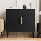 Storage Cabinet with Doors, Modern Black Accent Cabinet, Free Standing Cabinet by REHOOPEX