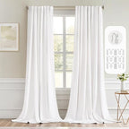 MIULEE Pure White Back Tab Blackout Curtains 52x102 Inch Long 2 Panels Set | by MIULEE