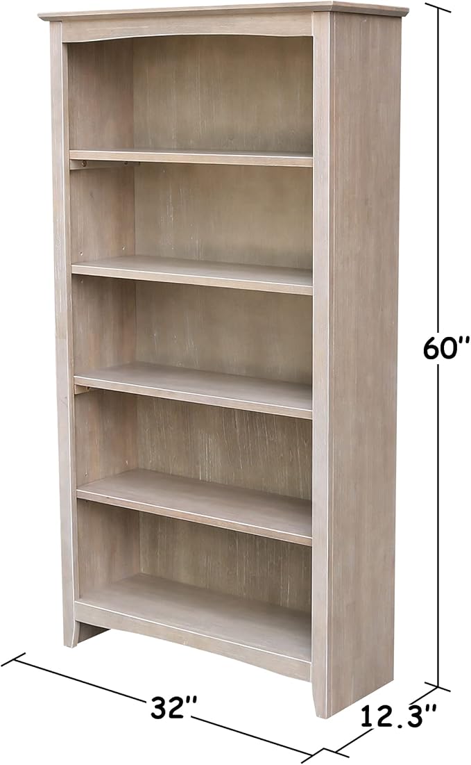 Shaker Solid Wood Bookcase, Washed Gray Taupe - Image 3