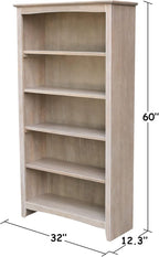 Shaker Solid Wood Bookcase, Washed Gray Taupe - Image 3