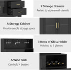 Bar Cabinet for Home with LED Light, Coffee Bar Cabinet with Wine & Glass Rack - Image 4