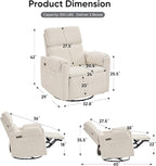24" Extra Wide Swivel Rocker Recliner Chair - Image 2