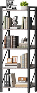 HOOBRO Bookshelf, 5-Tier Industrial Bookcase, Book Shelf Storage Organizer by HOOBRO