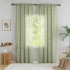 YJ YANJUN Vintage Lace Curtains 96 Inches Long- Victorian Floral Boho Green by YJYANJUN