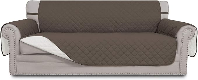 Easy-Going Reversible Couch Cover, 3 Cushion Sofa, Taupe/Ivory | Machine by Easy-Going