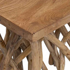 Brown Mixed Recycled Wood Coffee Table, Rustic Solid Wood Small Durable - Image 4