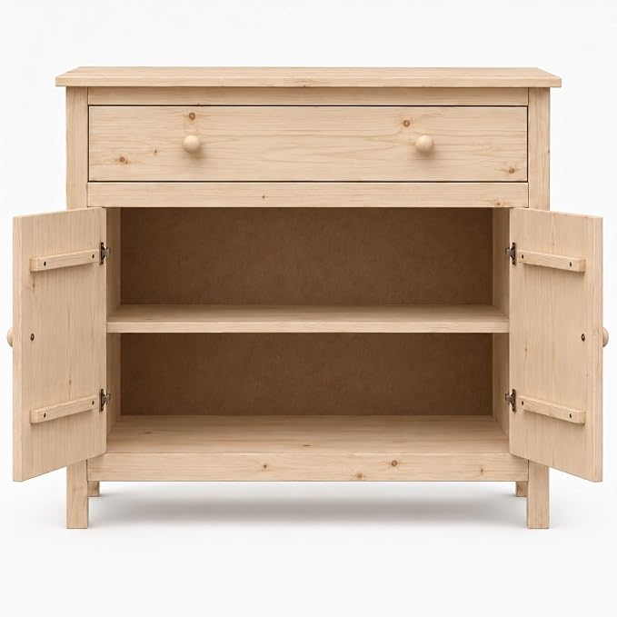 From the Tree Furniture 44" Wide Solid Pine Shaker Sideboard Buffet Cabinet — 2 - Image 5