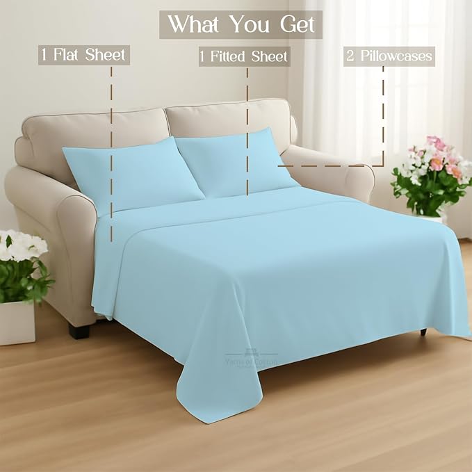 Sleeper Sofa Bed Sheet, 100% Cotton 400 Thread Count, 4 Piece Set, Deep Pocket - Image 8