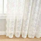 YJ YANJUN Vintage Lace Curtains 94 Inches Long- Antique Flowers Ivory Sheer - Image 5