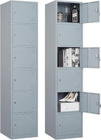 Metal Locker with 6 Doors, Lockable Locker Cabinet by Anxxsu