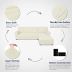 PureFit Stretch Sectional Couch Covers 2 pcs Non Slip L Shape Sofa Cover | - Image 3