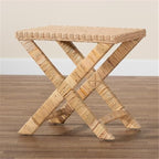 Baxton Studio Farica Modern Bohemian Natural Rattan and Mahogany Accent Bench - Image 9