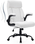 High Back Office Chair with Flip-up Armrests, Leather Comfy Desk Chair with by FORVEOLUX