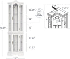 BELLEZE Lighted 3-Side Glass Display Curio Cabinet w/ Tempered Glass Doors and - Image 2