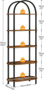 HOOBRO 5 Tier Open Bookshelf, Industrial Arched Bookcase Display Shelf Rack - Image 3