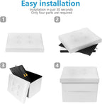 AmasSmile White Storage Ottoman Folding Foot Rest Stool - Image 7