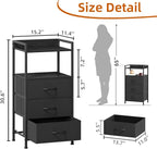Somdot Nightstand with 3 Drawers, Dresser with Fabric Bins - Image 3