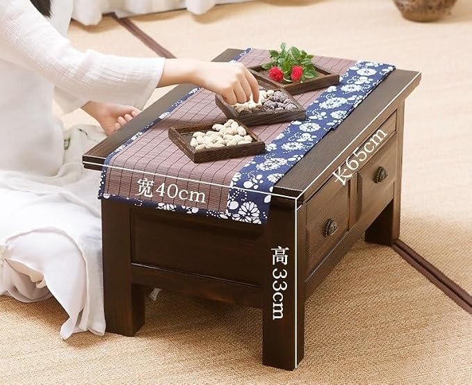 LUNIZ Nightstand Sofa Table Old Chinese Style Dining Table Wooden Storage - Image 6