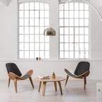 Modern Shell Lounge Accent Chairs, Faux Genuine Leather Mid Century Armless - Image 8