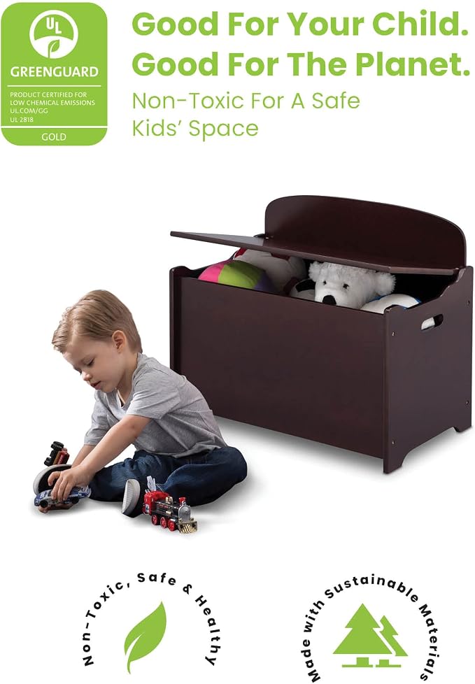 Delta Children MySize Deluxe Toy Box, Dark Chocolate - Image 3