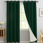 Yakamok Dark Green Linen Textured Curtains 96 Inches Long by Yakamok