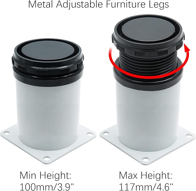4 Pack Adjustable Furniture Legs 4 Inch, Stainless Steel Adjustable Legs Metal - Image 2