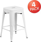 Flash Furniture Lily 4 Pack Commercial Grade 24" High Backless White Metal - Image 4