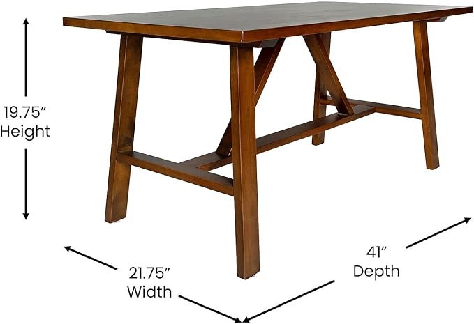 Flash Furniture Eli Farmhouse Trestle Coffee Table, Rustic Solid Wood Coffee - Image 3