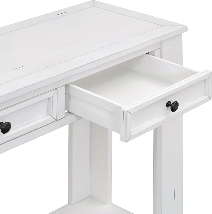 LKTART White Console Table, Solid Wood Sofa Table - Image 8