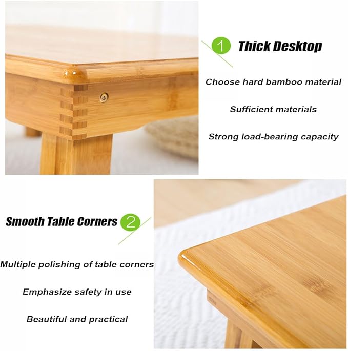 Foldable Bamboo Table, Japanese-Style Household Square Low, Computer Table - Image 3