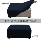 Super Stretch Ottoman Cover- Soft Form Fit Ottoman Cover Rectangular Ottoman - Image 4