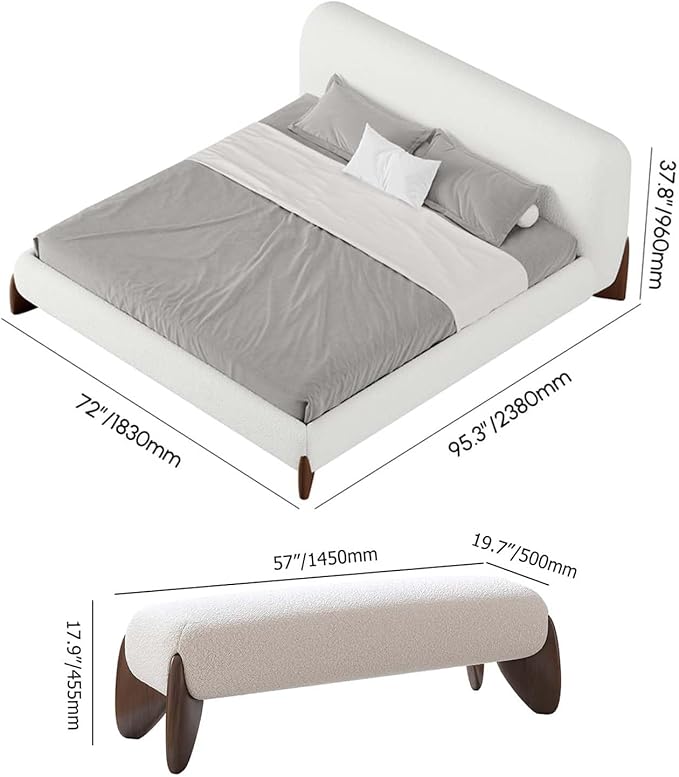 homary Modern Bedroom Furniture Set 2 Piece, Upholstered Headboard - Image 2
