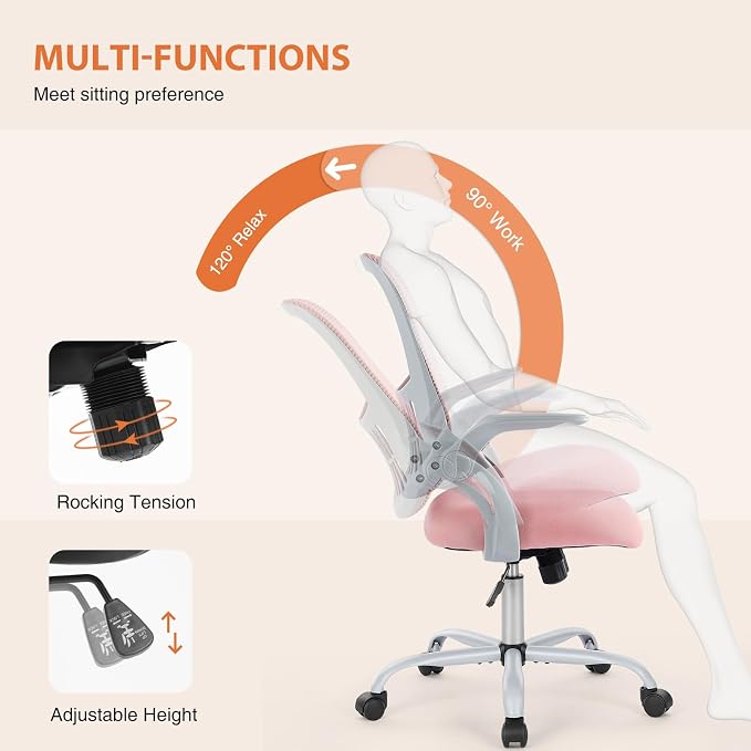 Sweetcrispy Home Office Computer Desk Chair, Ergonomic Mid-Back Mesh Rolling - Image 5