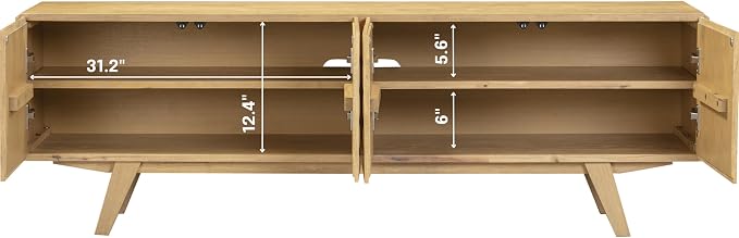 NTC Sapa Mid-Century Modern Solid Wood TV Stand 4-Door Media Console - Image 5